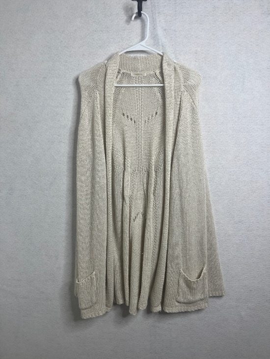 Matty M Sweaters - Matty M Open Knit Cardigan Cream Lightweight Boho Layering Sweater